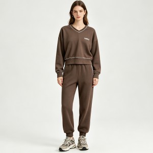 WOMEN’S KNITTED STRIPED V-NECK SPORTS SWEATSHIRT