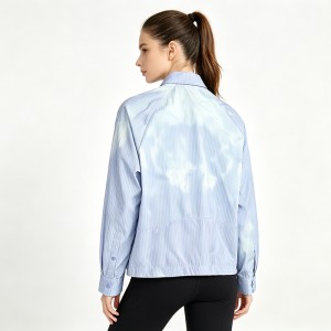 WOMEN’S WOVEN STAND COLLAR STRIPED BEAM DYE PRINTED SUN PROTECTION SPORTS JACKET