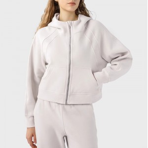 WOMEN’S KNIT HOODED SPORTS ZIPPER JACKET