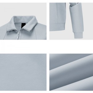 WOMEN’S LOOSE-FIT ATHLETIC HALF-ZIP FUNNEL-ZIP FUNNEL-NECK SWEATSHIRT JACKET