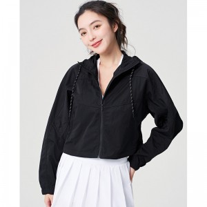 WOMEN’S WOVEN ZIP-UP HOODED SUN PROTECTION SPORTS JACKET