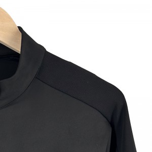 MEN’S SUMMER ELASTIC COMFORTABLE STAND UP COLLAR HALF ZIPPER GOLF SPORTS COLOR CONTRAST FAKE TWO PIECE LONG-SLEEVED T-SHIRT TOP