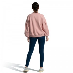Women’s Round Neck Pink Long Sleeve Sports Sweatshirt Top