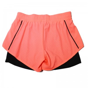 LADIES WOVEN FAKE TWO-PIECE SHORTS