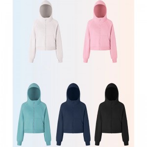 WOMEN’S KNIT HOODED SPORTS ZIPPER JACKET