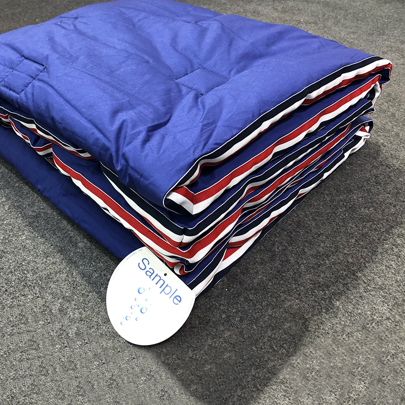 2020 New Style Stripe Stitching Aircraft Pillowcase - Blue Embossed Webbing Aviation Quilt – Mentionborn detail pictures