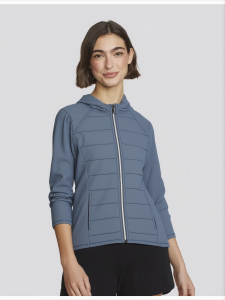 WOMEN’S AUTUMN AND WINTER WARM HOODED PATCHWORK THIN COTTON CARDIGAN JACKET GOLF SPORTS JACKET