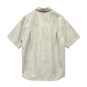 MEN’S SUMMER LAPEL SINGLE-BREASTED NANO PRINTED FABRIC SHORT-SLEEVE SHIRT TOP