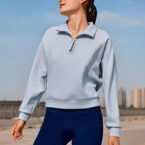 WOMEN’S LOOSE-FIT ATHLETIC HALF-ZIP FUNNEL-ZIP FUNNEL-NECK SWEATSHIRT JACKET