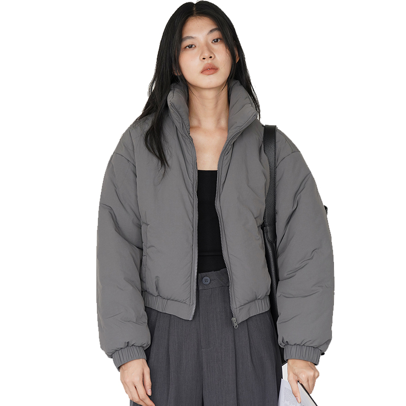 WOMEN’S WARM PADDED COAT WITH MOTORCYCLE – STYLE STAND COLLAR , PUFFY JACKET STYLE Featured Image