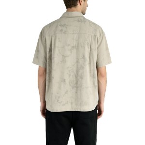 MEN’S SUMMER LAPEL SINGLE-BREASTED NANO PRINTED FABRIC SHORT-SLEEVE SHIRT TOP